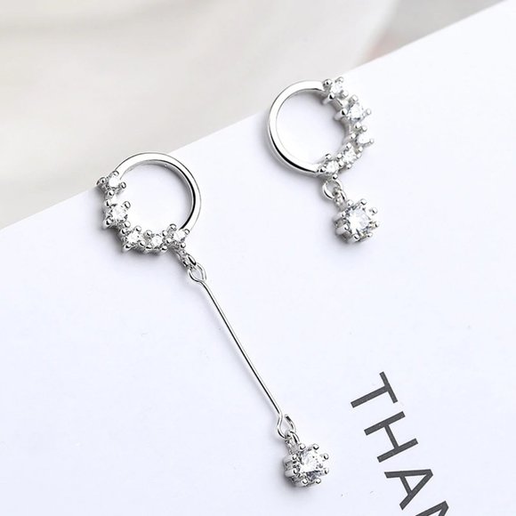 NEW 925 Sterling Silver Diamond Circle Earrings - Picture 1 of 8